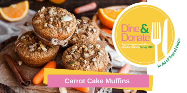 carrot cake muffins. Dine and Donate